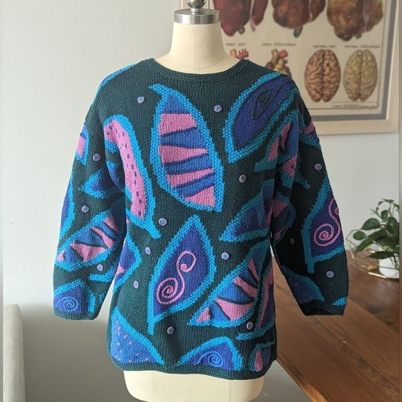 Abstract 90s Sun Prints sweater M - Picture 5 of 12